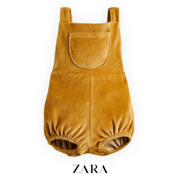 ZARA Baby | Mustard | COTTON VELOUR PLAYSUIT - Picture 1 of 7
